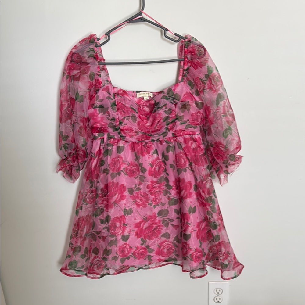 Floral Pink Chiffon Dress